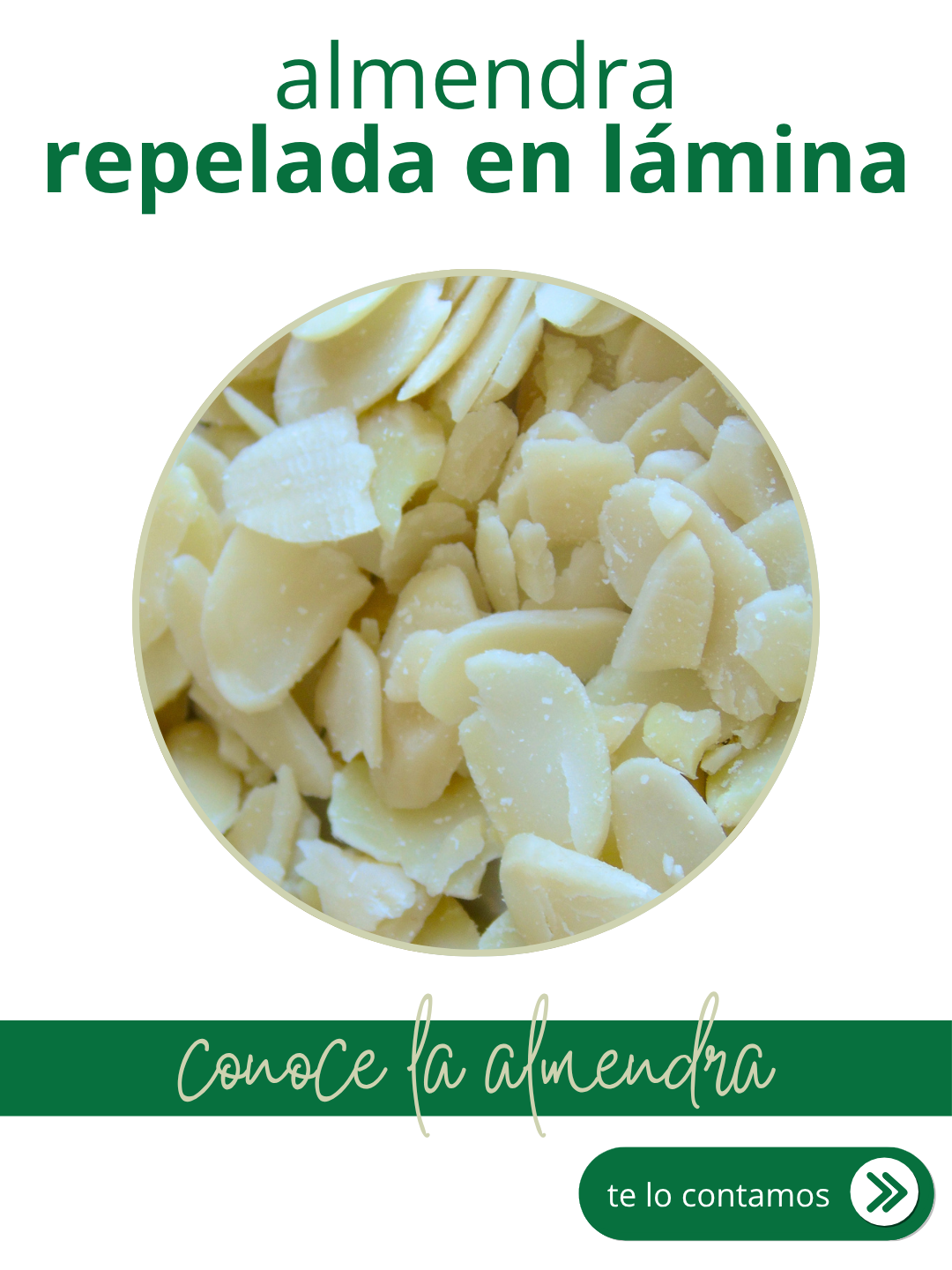 Almendra repelada en lámina